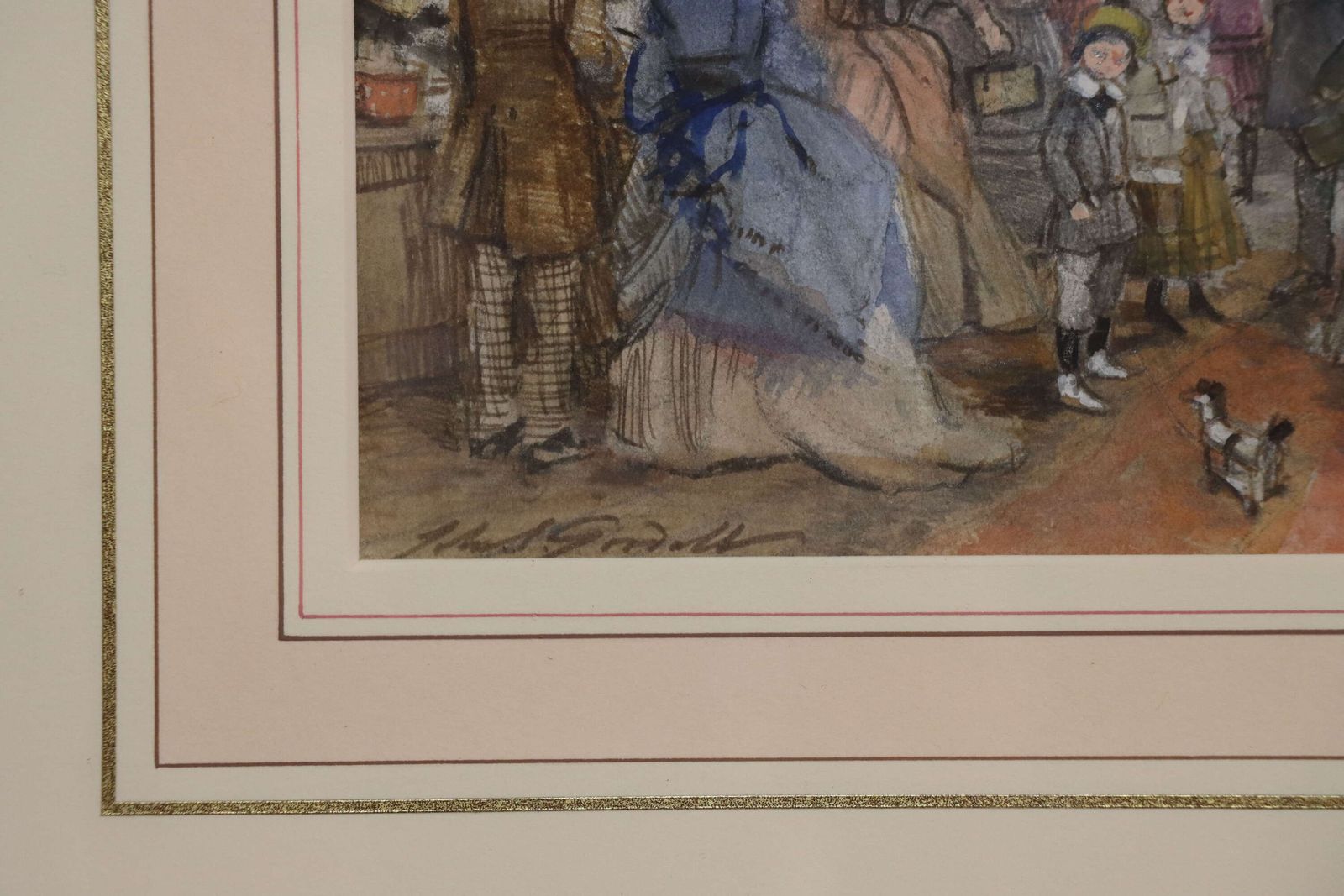 John Strickland Goodall Rba Ri (1908–1996) “An Edwardian Christmas” – Signed Watercolour W photo for sale