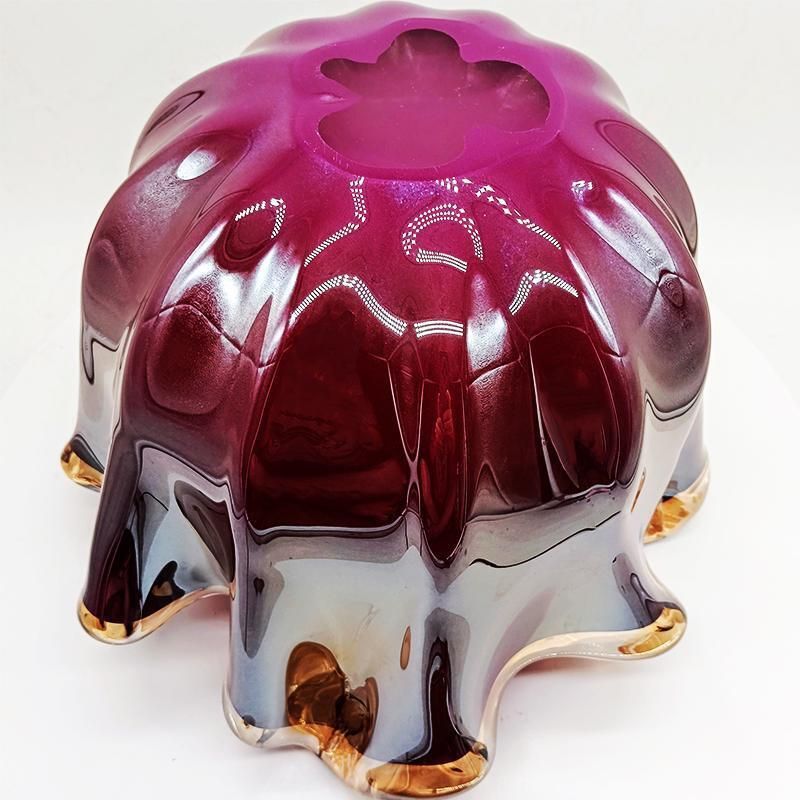 Big Glossy Purple Jacketed Handkerchief Vase In Hand Worked Murano Glass. Made In Italy. photo buy