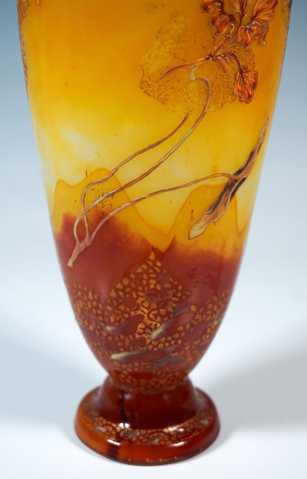 Large émile Gallé Art Nouveau Vase 'Orchidées & Abeille', Nancy, France, Ca 1890 photo buy