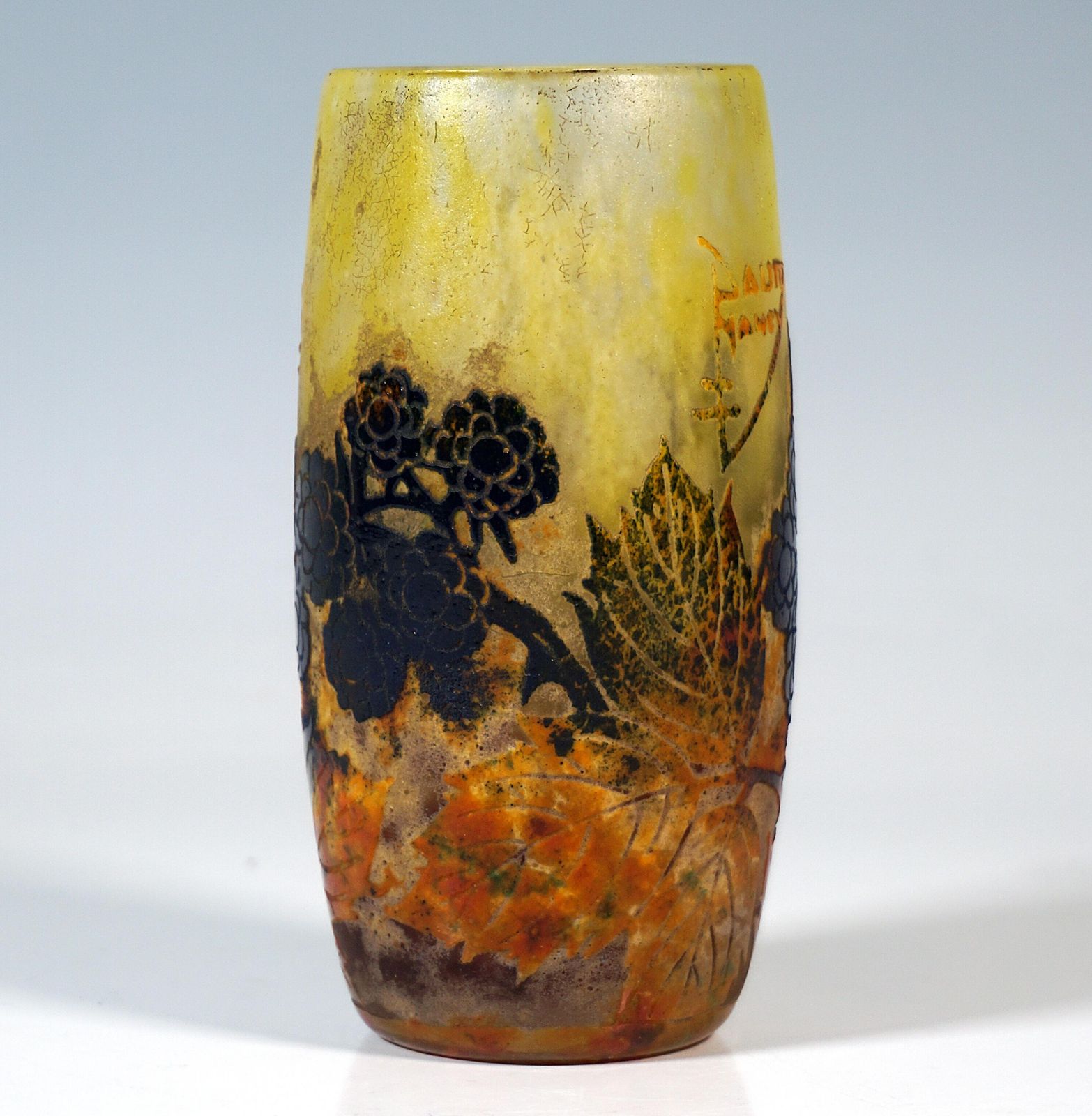 Art Nouveau Cameo Vase 'Mûres Sauvages', Daum Nancy, France, Ca. 1900/1905 photo Home Decor