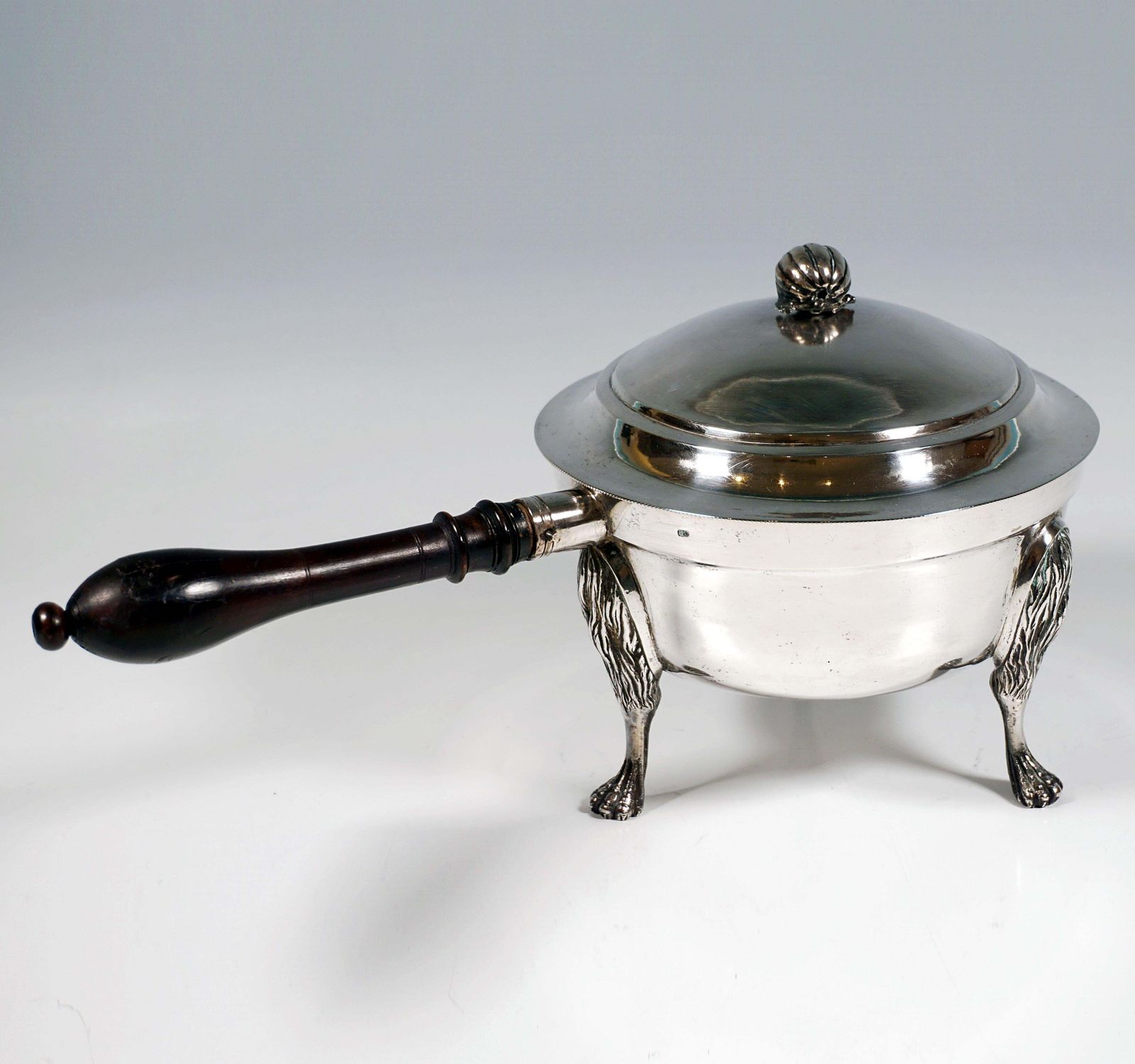 Antique Vienna Empire Silver Lidded Saucepan On Lion's Legs, Dated 1794 photo for sale