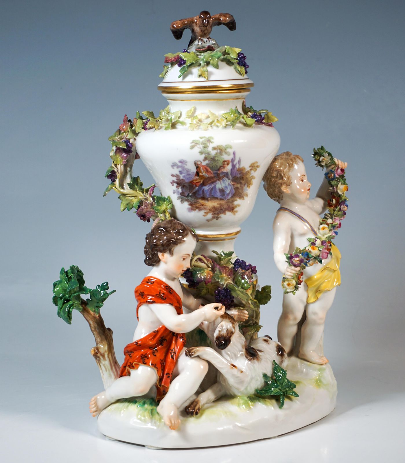 Meissen Cupid Group With Dog And Potpourri, By J.J. Kaendler, Germany, Ca 1870 photo furniture