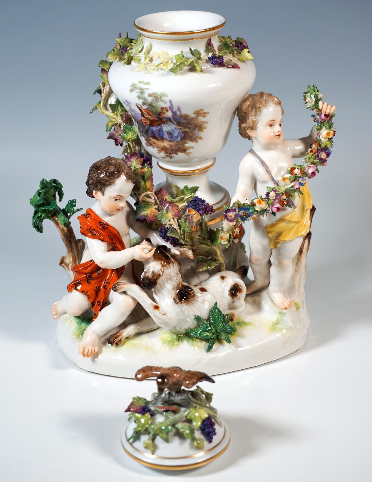 Meissen Cupid Group With Dog And Potpourri, By J.J. Kaendler, Germany, Ca 1870 photo buy