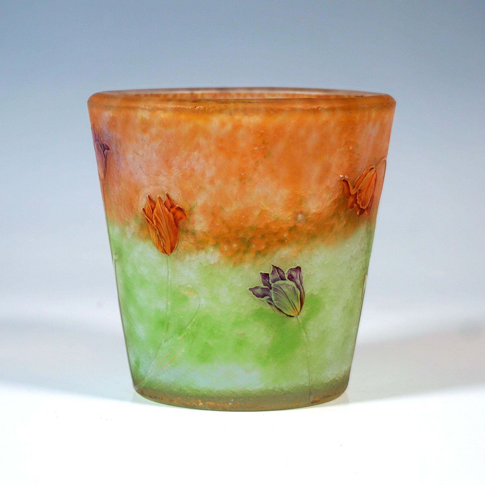 Art Nouveau Cameo Vase 'Tulipes', Daum Frères, Nancy, France, Circa 1890/1895 photo Home Decor