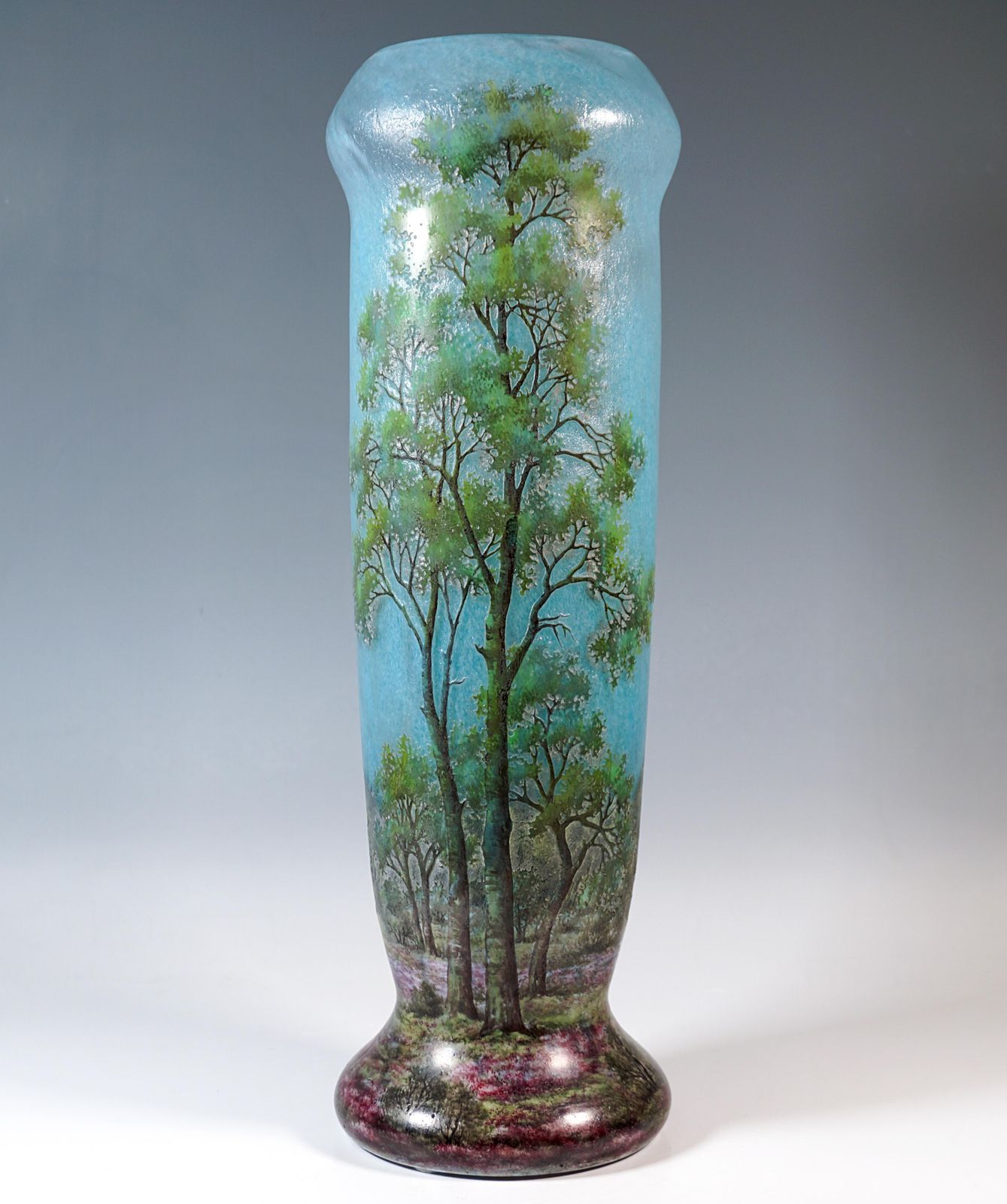 Large Art Nouveau Cameo Vase With Spring Landscape, Daum Nancy, France, Ca 1910 photo Home Decor