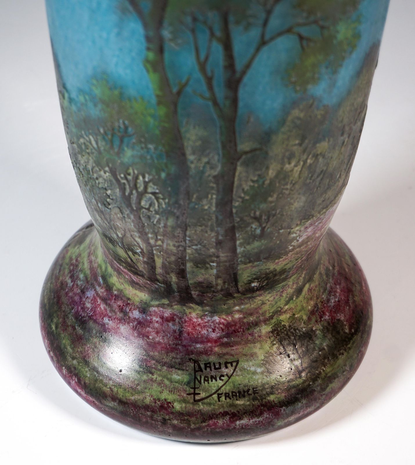 Large Art Nouveau Cameo Vase With Spring Landscape, Daum Nancy, France, Ca 1910 photo buy