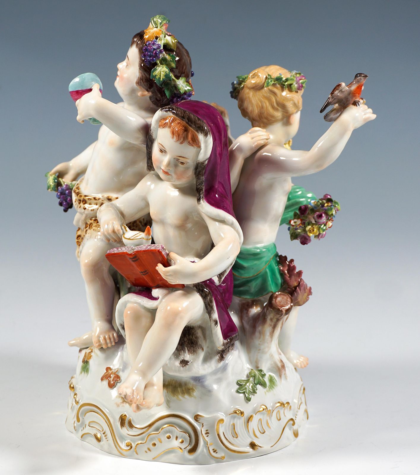Large Meissen Cupid Group 'Allegory   The Four Seasons', By Leuteritz, Ca. 1880 photo for sale