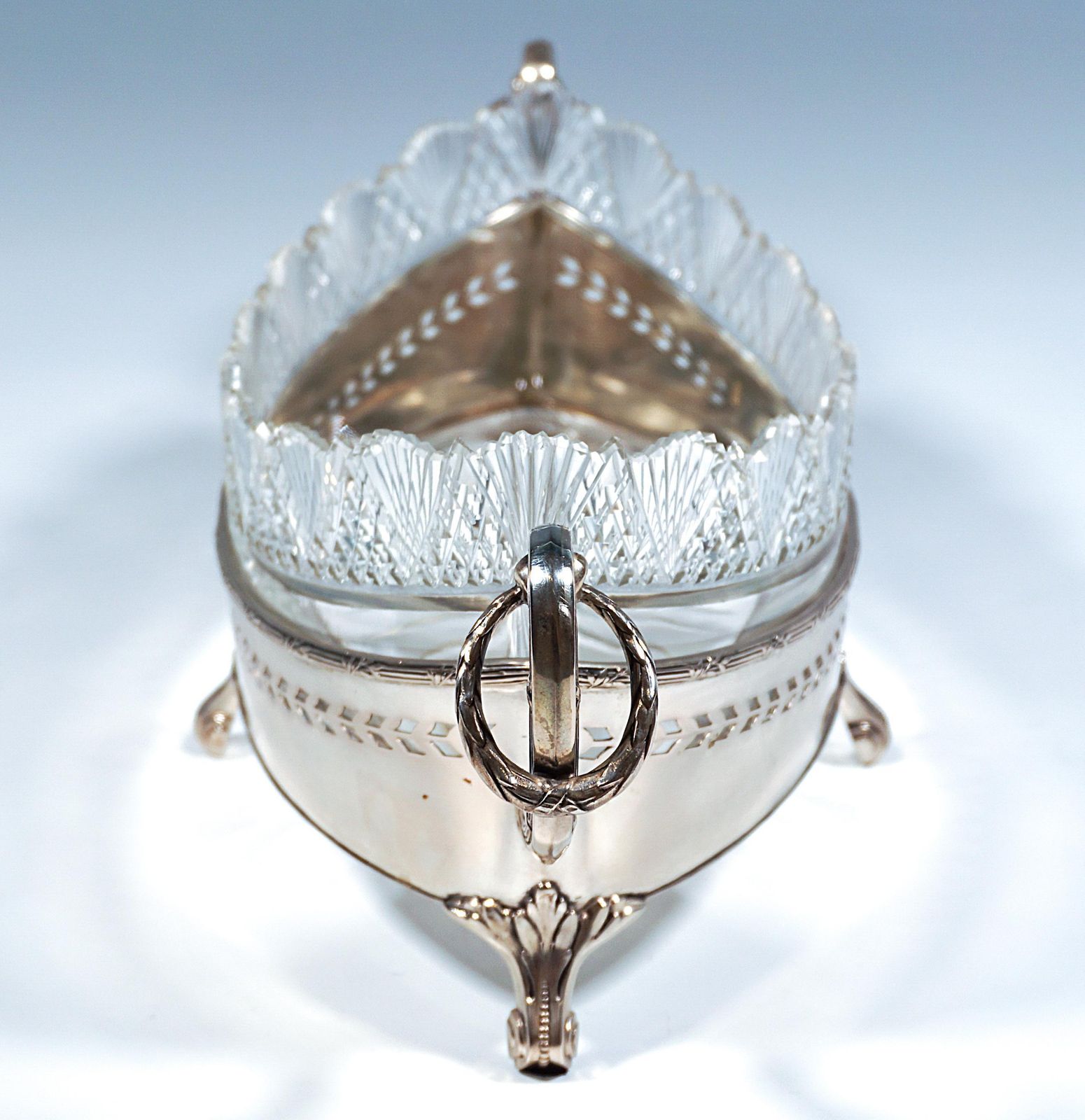 Art Nouveau Silver Navette Shaped Jardinière With Cut Glass Liner, Austria, 1905 photo furniture