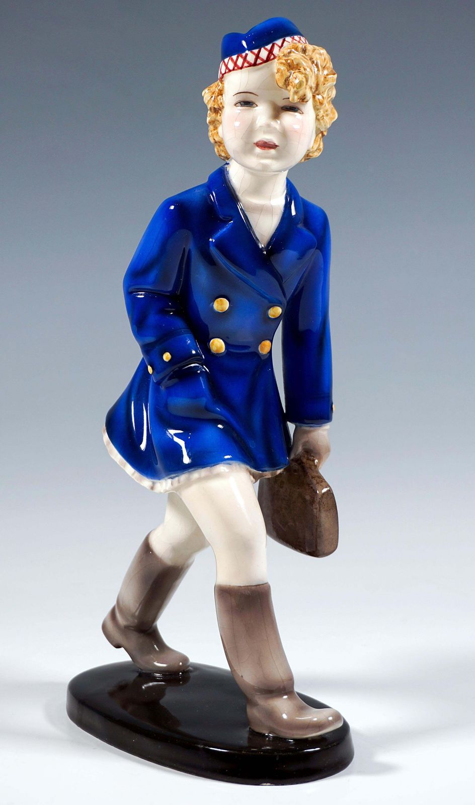 Goldscheider Vienna Figurine, Girl In School Uniform, By Stephan Dakon, Ca. 1936 photo 2093.0