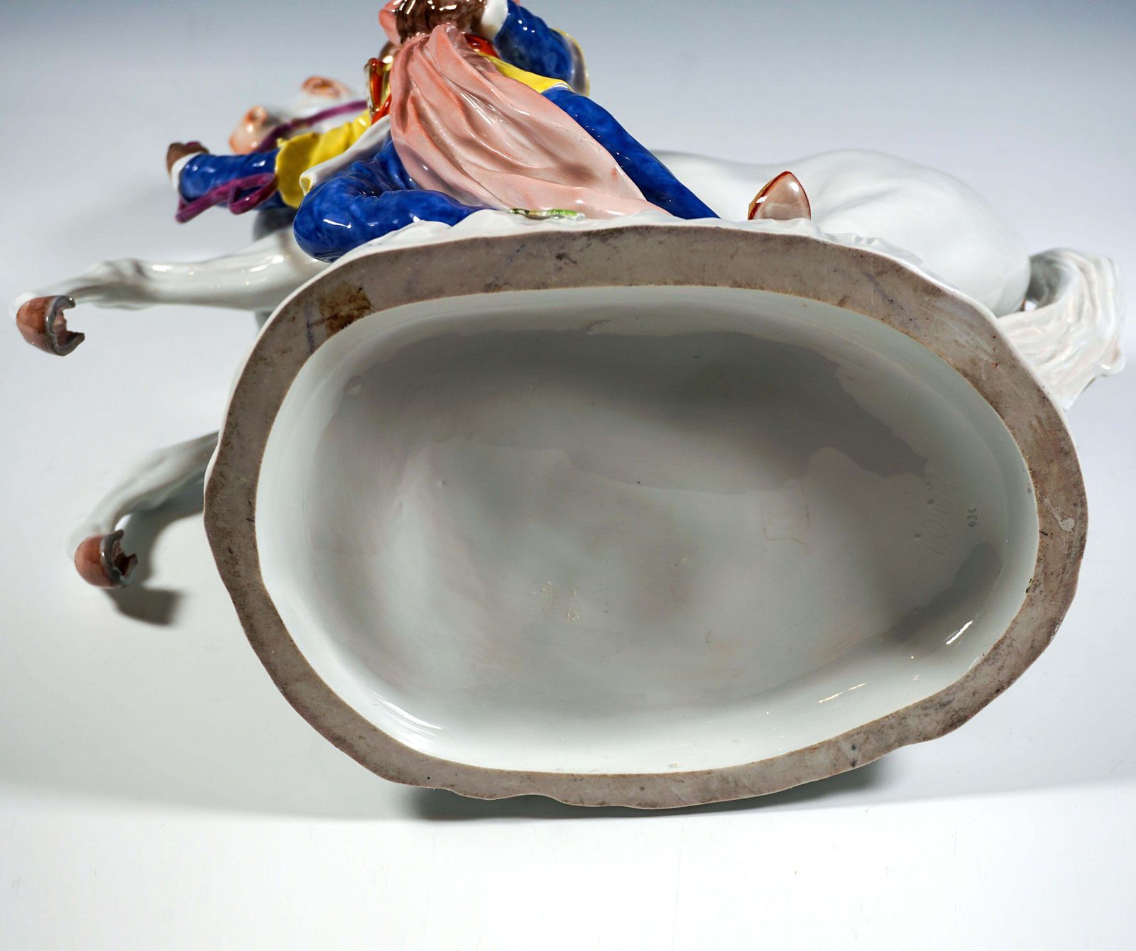 photo for sale Large Meissen Porcelain Group, Young Man With A White Horse, By Kaendler, 20th