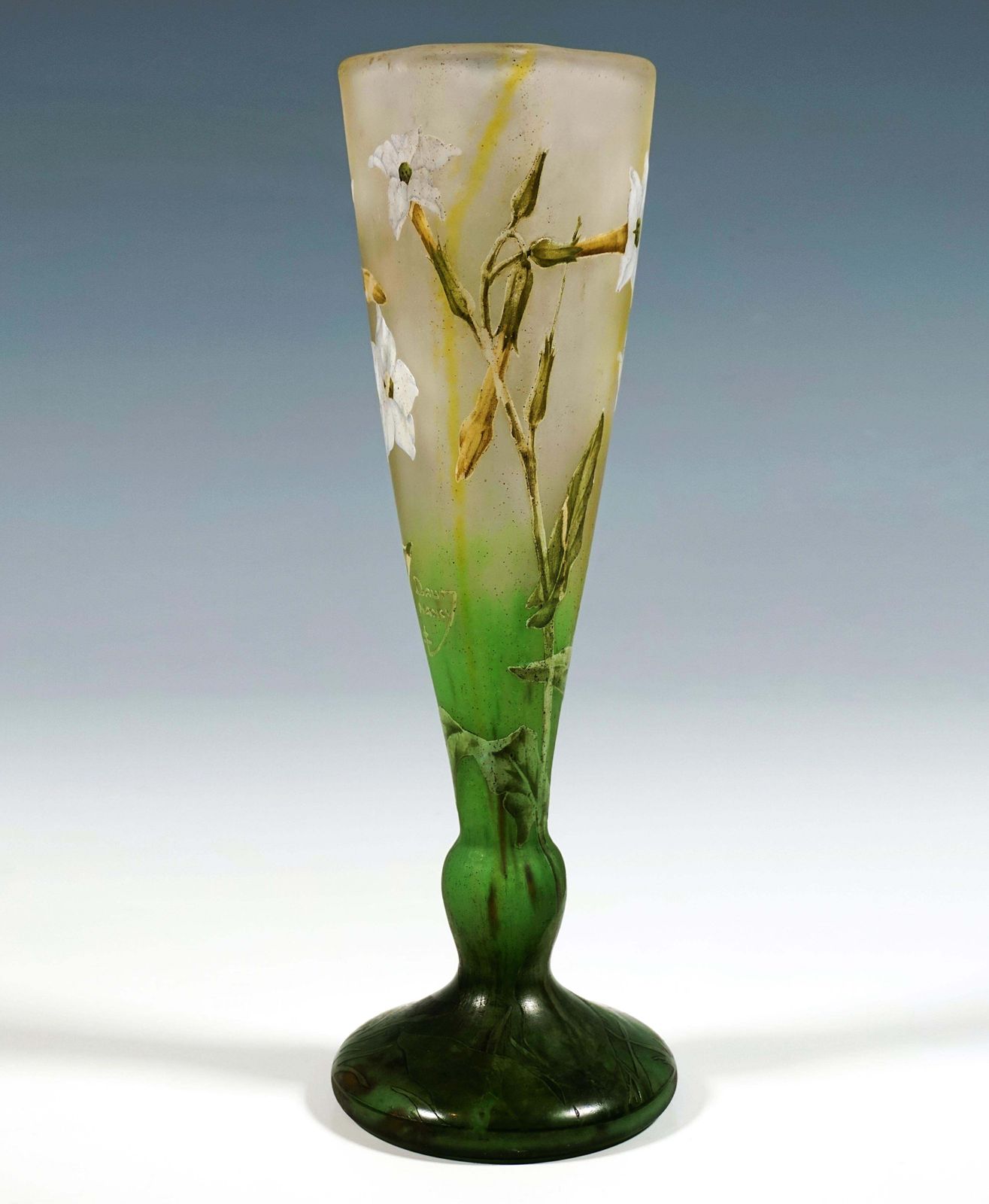 Art Nouveau Cameo Vase With Nicotiana Decor, Daum Nancy, France, Ca 1900 1905 photo Home Decor