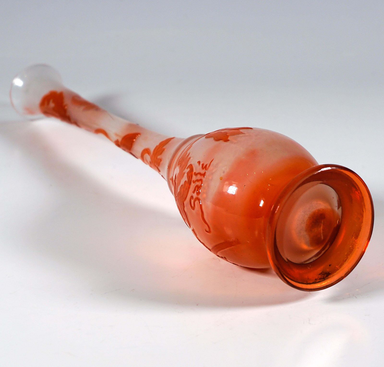 émile Gallé Art Nouveau Single Flower Vase With Poppy Decor, France, Circa 1890 photo vinterior