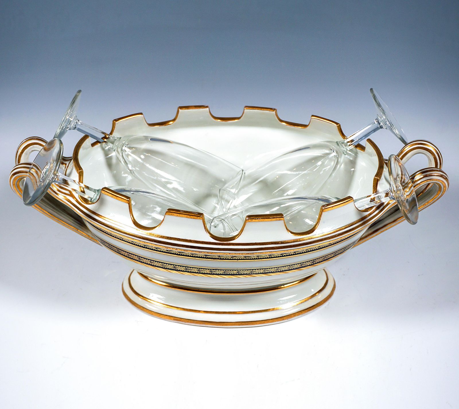Pair Of Viennese Imperial Porcelain Glass Coolers, Cobalt And Gold, Dating 1811 photo buy