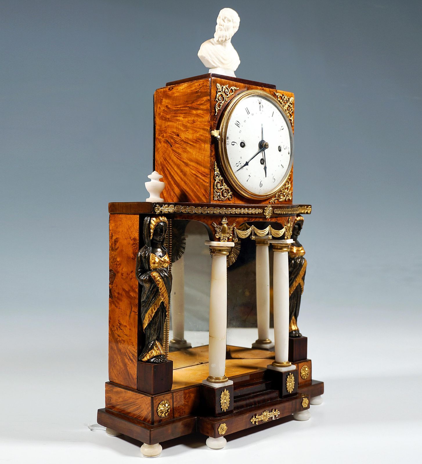 Viennese Empire Portal Clock With Caryatids And Gilded Fittings, Around 1810 photo furniture