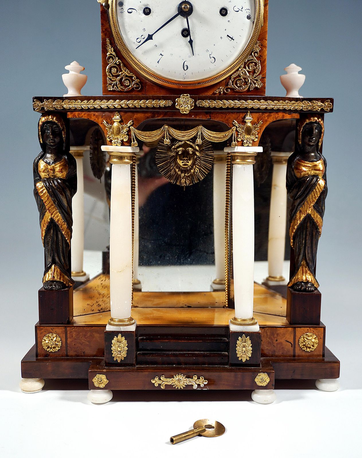 Viennese Empire Portal Clock With Caryatids And Gilded Fittings, Around 1810 photo vinterior