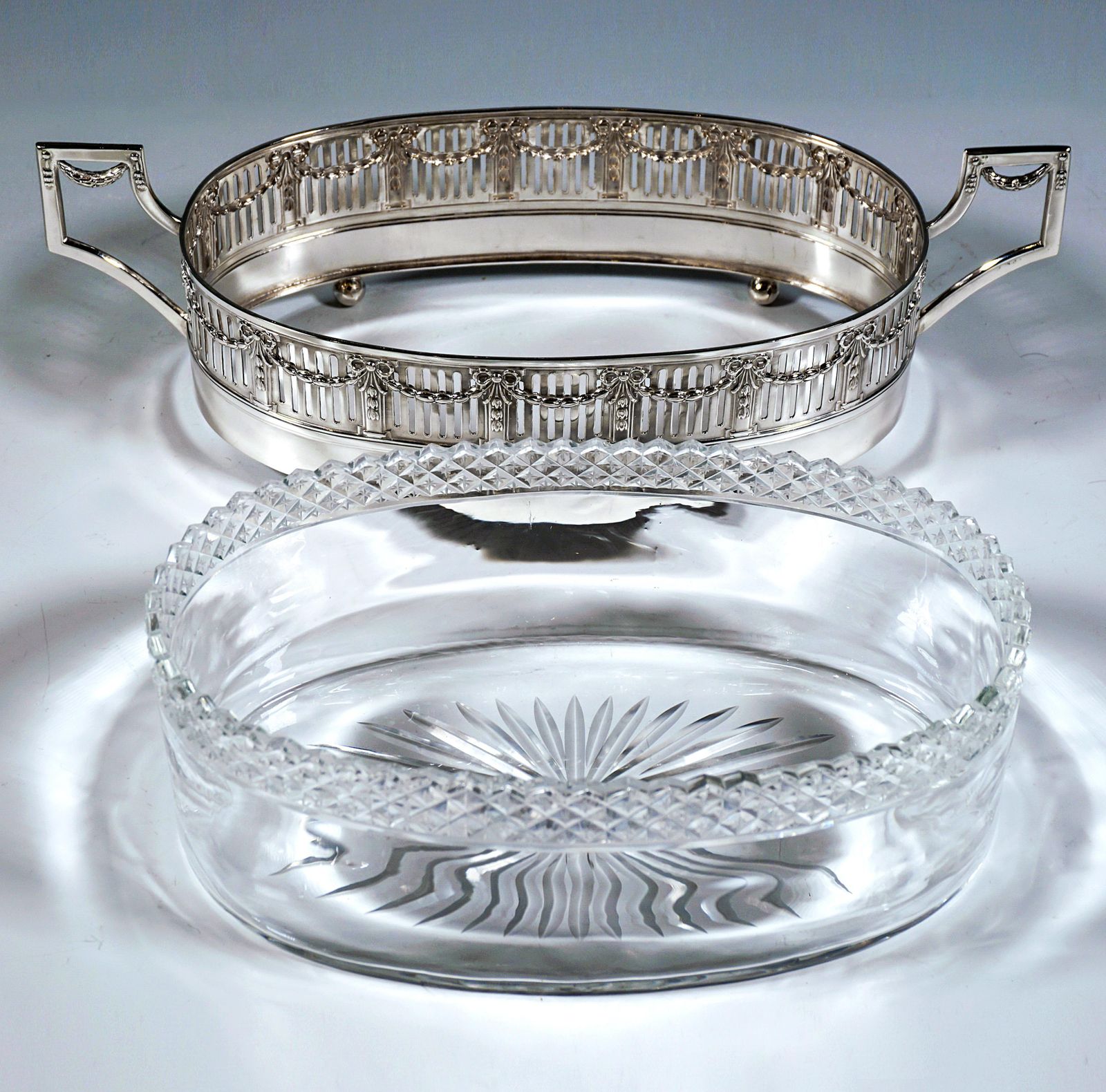 Art Nouveau Silver Jardinière With Cut Glass Insert, Lippa & Co, Vienna Ca 1900 photo Home Decor