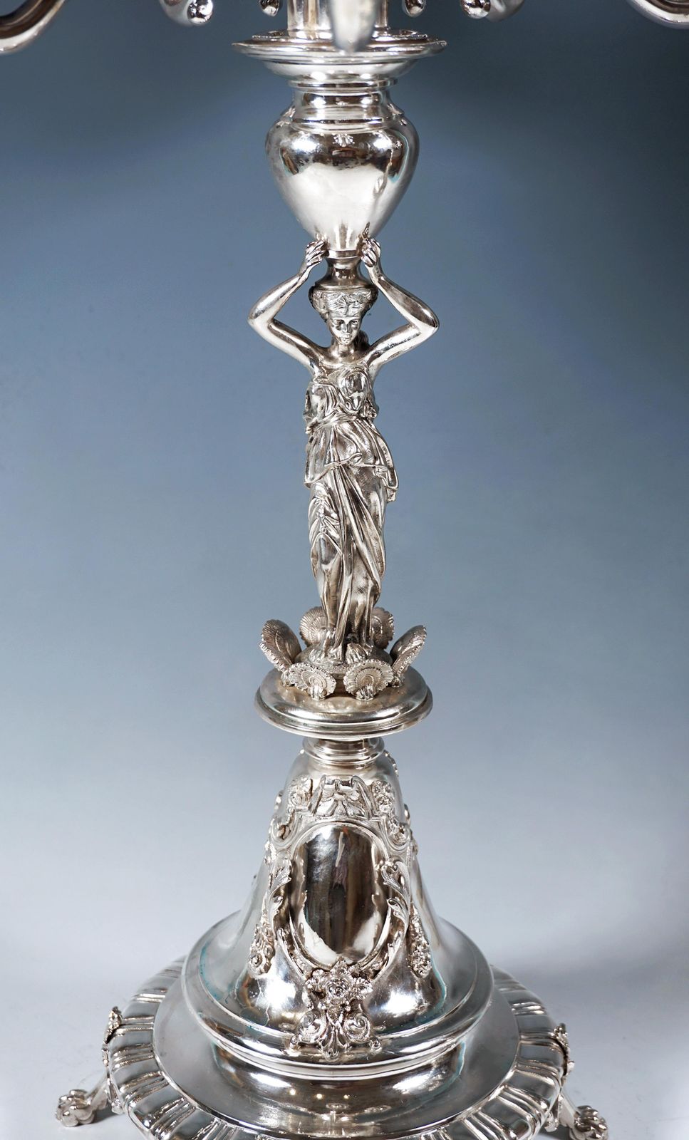 Pair Of 6 Flame Art Nouveau Silver Candelabra With Caryatids, Vienna, Ca 1890 photo vinterior