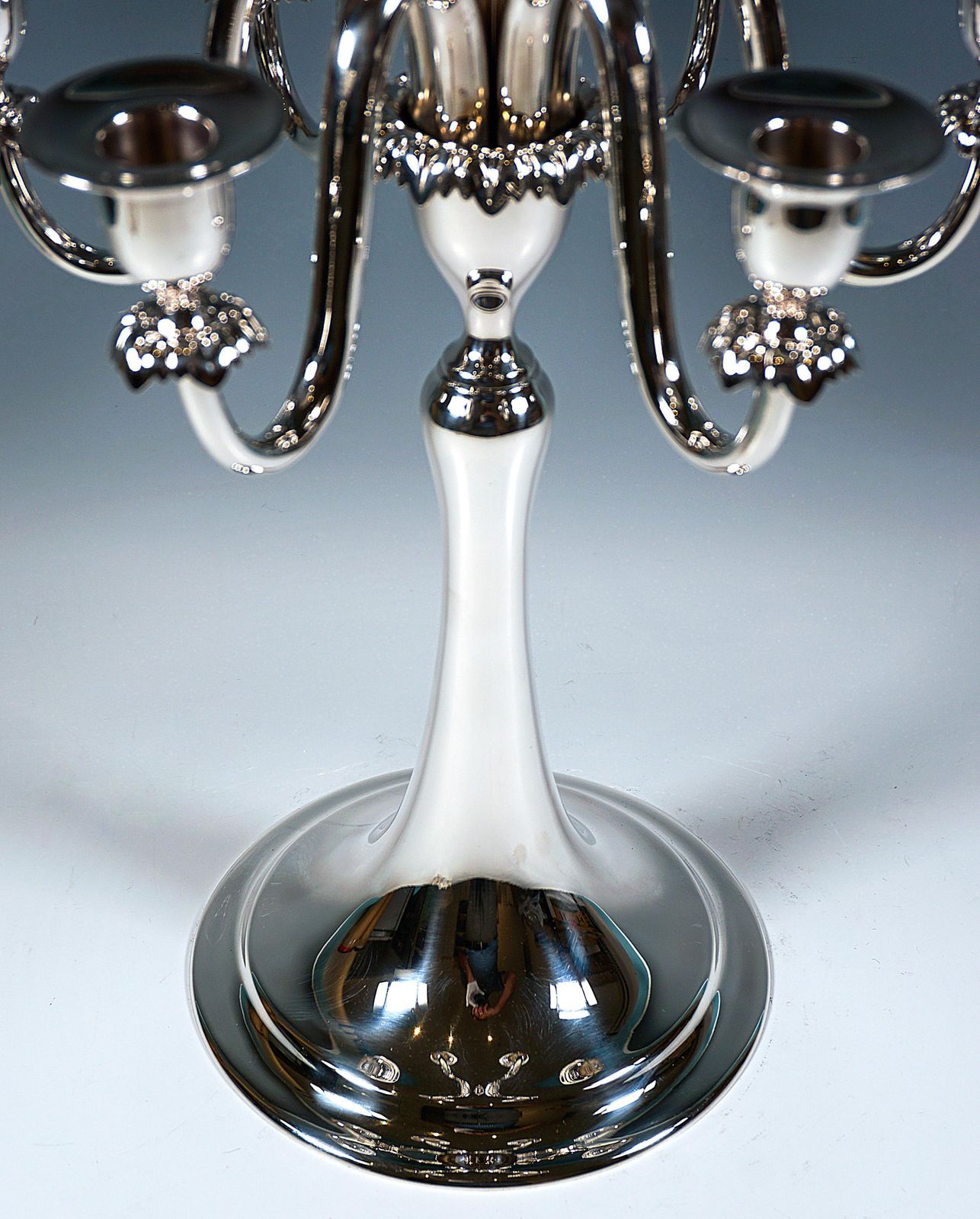 Pair Of 6 Flame Art Nouveau Silver Candelabra, By J.C. Klinkosch Vienna, Ca 1900 photo vintage