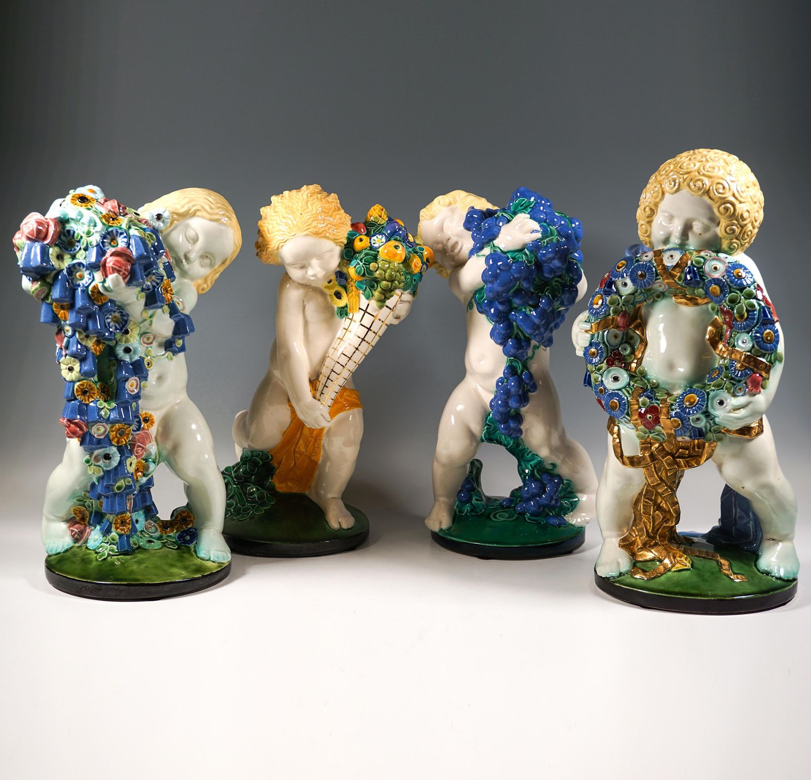 'Autumn', Putto With Grapes, By Michael Powolny, Vienna Ceramics, 1913 1919 photo buy