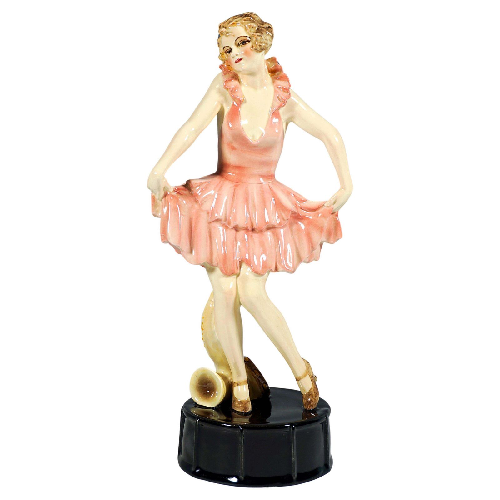 Goldscheider Art Déco Dancer Posing On Drum, By Josef Lorenzl, Around 1926