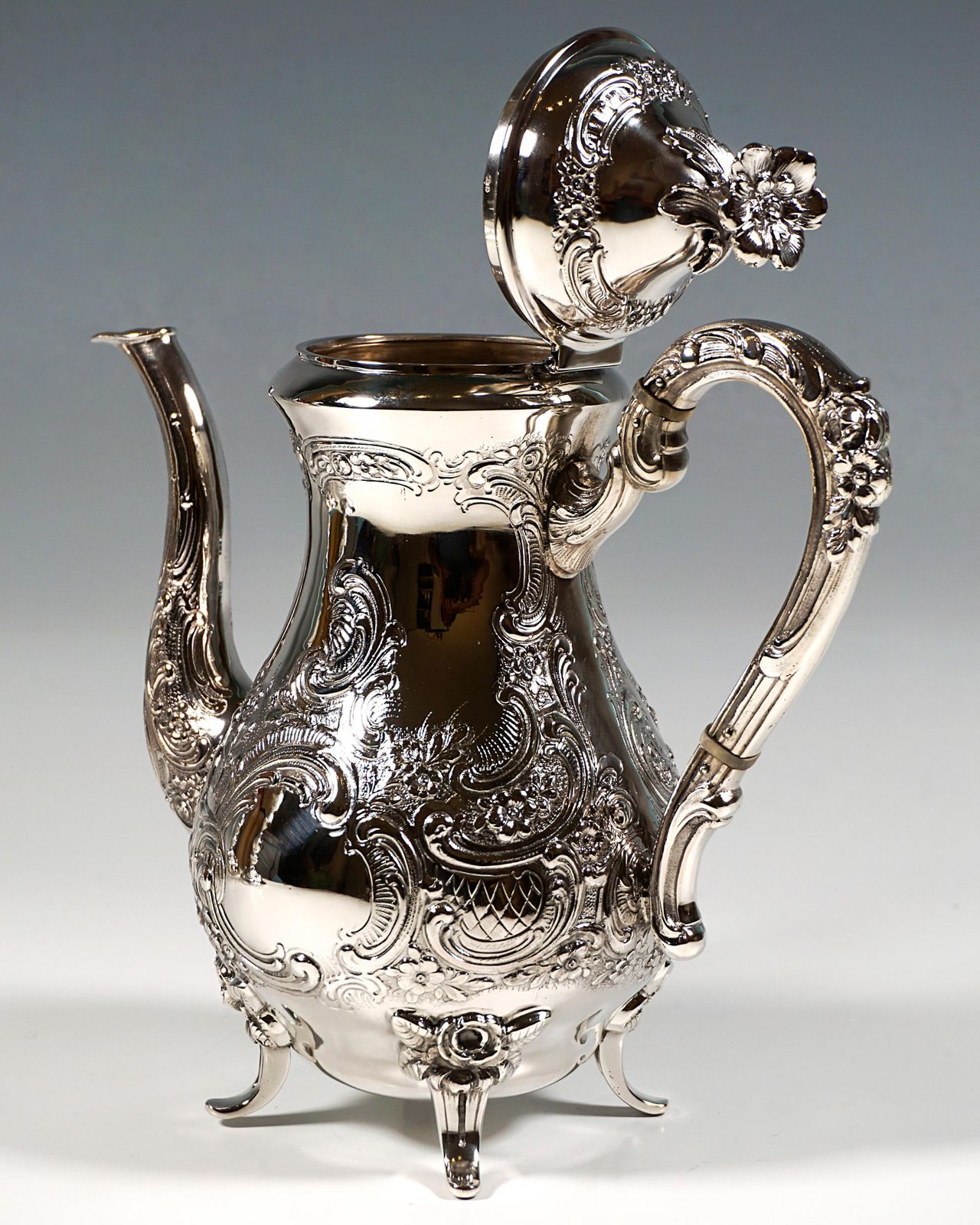 Art Nouveau Silver Coffee Pot With Rocaille Decoration, Germany, Around 1915 photo 1920.0
