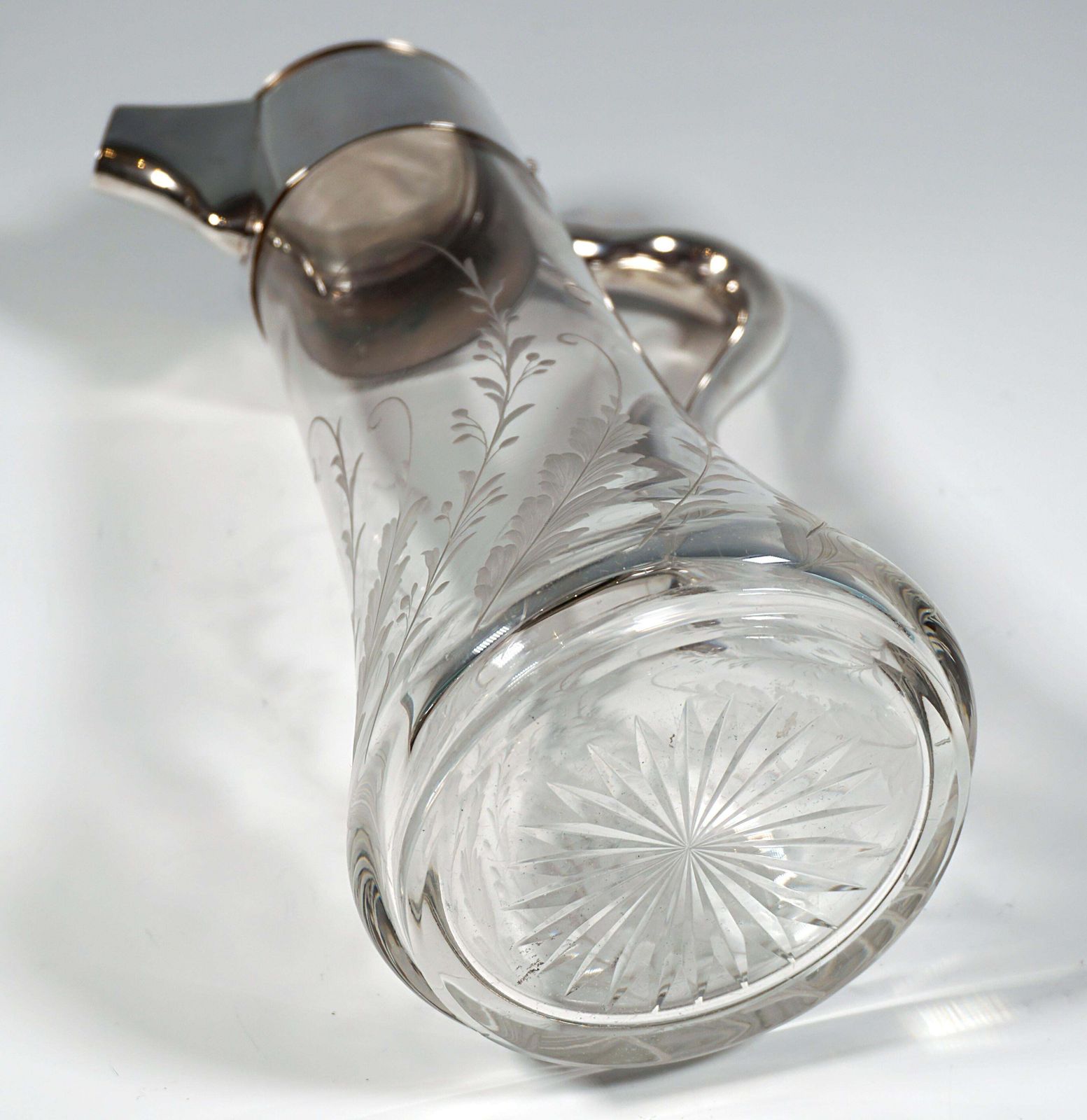 Art Nouveau Cut Glass Carafe With Silver Mount, By Robert Macher, Vienna 1900 photo 1029.0