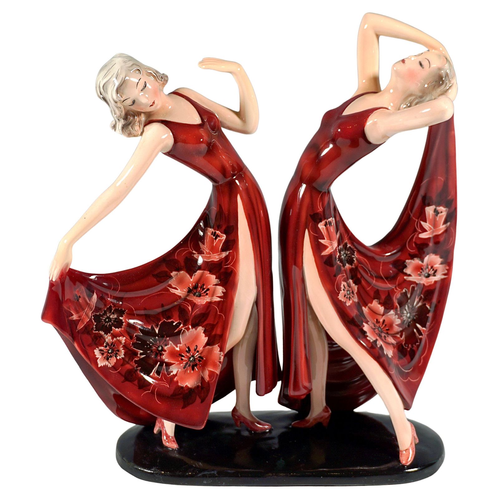 Goldscheider Art Déco Twin Dancers 'Dolly Sisters', By Stephan Dakon, Ca 1939