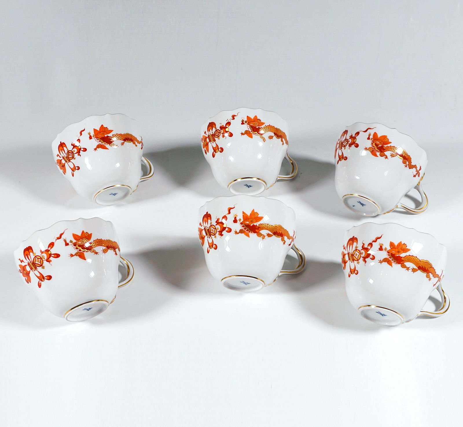 photo for sale Meissen Coffee Set For 6 Persons Rich Dragon Red & Gold, 20th Century