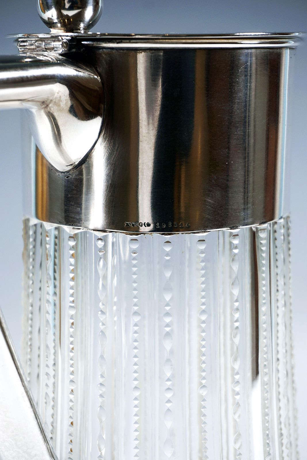 Finely Cut Glass Decanter With Silver Mount, Wilkens & Sons Germany, 1909 photo vinterior