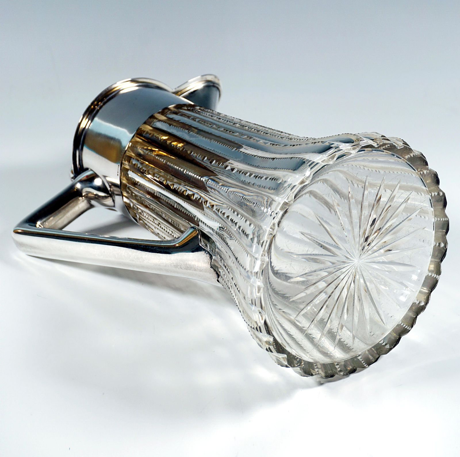 Finely Cut Glass Decanter With Silver Mount, Wilkens & Sons Germany, 1909 photo vintage