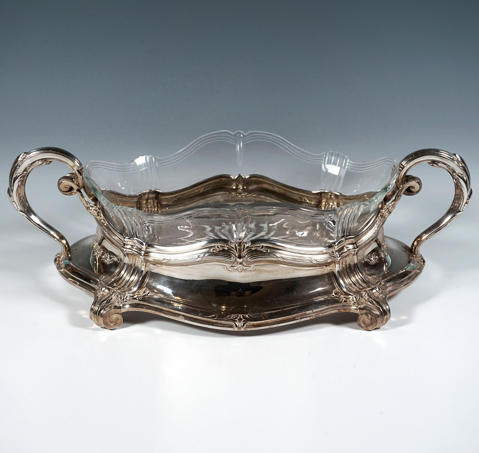 Art Nouveau Silver Jardinière With Cut Glass Liner, Wilhelm Binder, Germany photo furniture