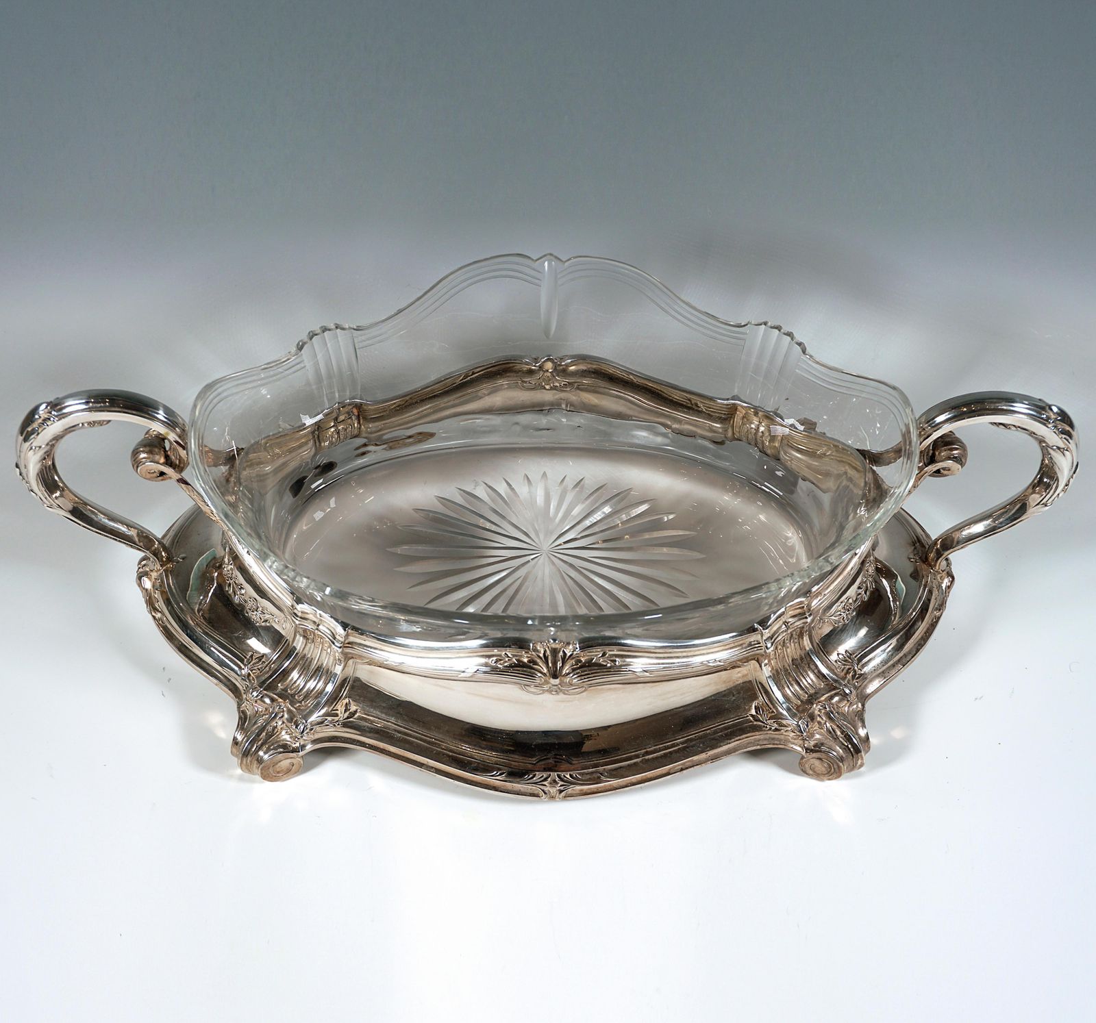 Art Nouveau Silver Jardinière With Cut Glass Liner, Wilhelm Binder, Germany photo for sale