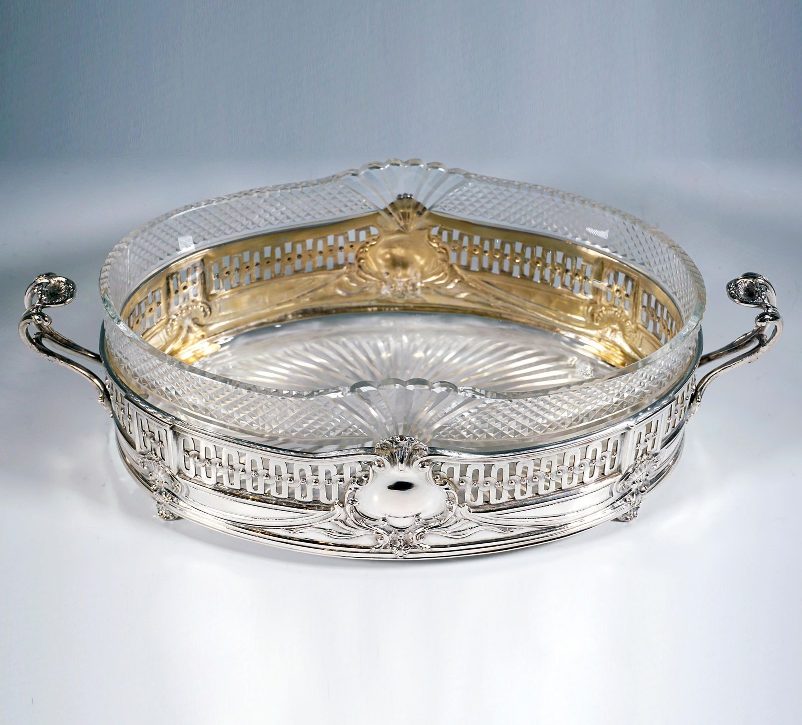 Art Nouveau Silver Jardinière With Cut Glass Liner, Wolfers Frères, Brussels photo furniture
