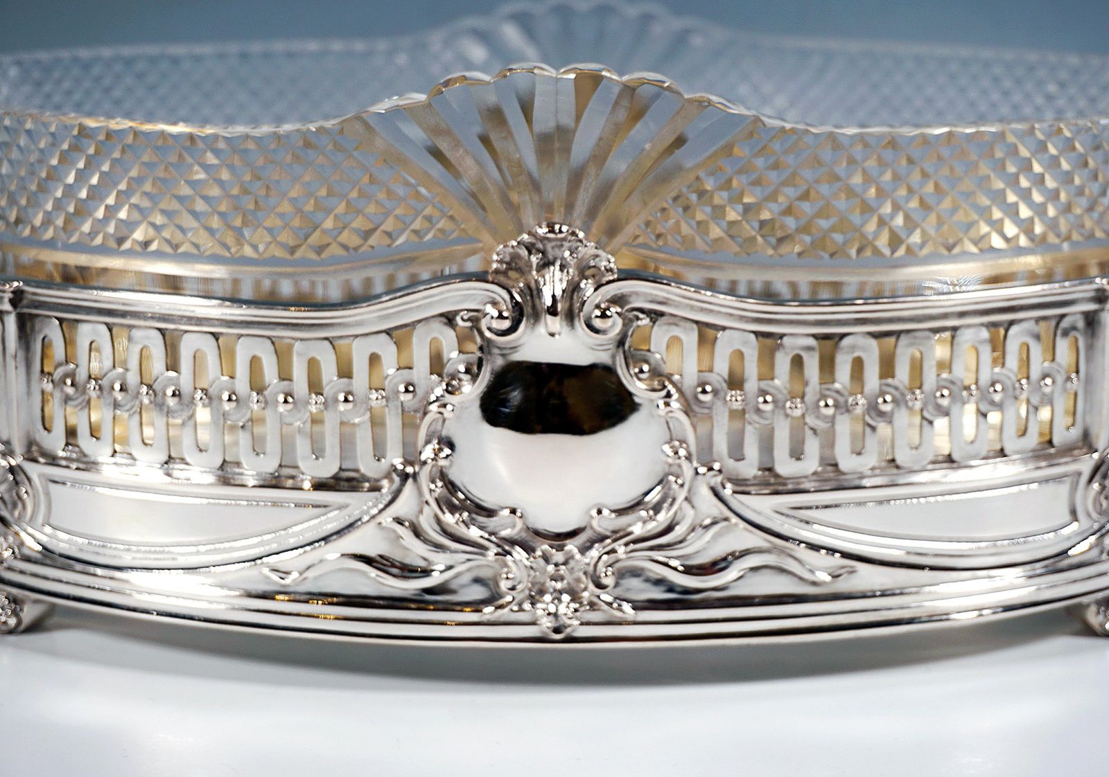 Art Nouveau Silver Jardinière With Cut Glass Liner, Wolfers Frères, Brussels photo for sale
