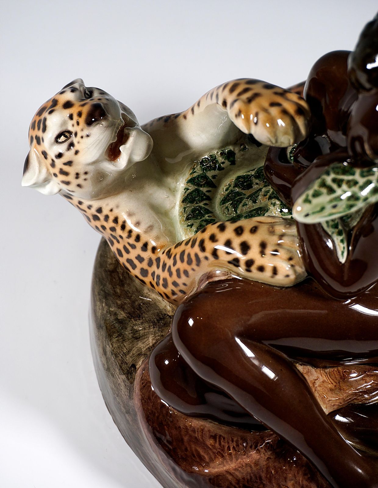 Goldscheider Vienna Group Female Nude With Leopard & Snake, Karl Perl, Ca. 1922 photo vinterior