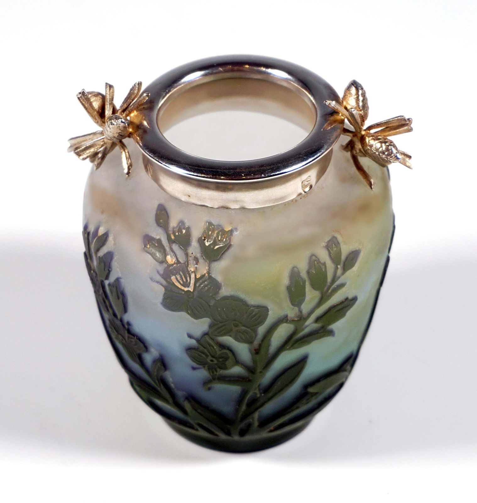 émile Gallé Art Nouveau Cameo Vase With Silver Mounting, Nancy, France 1904 photo vinterior