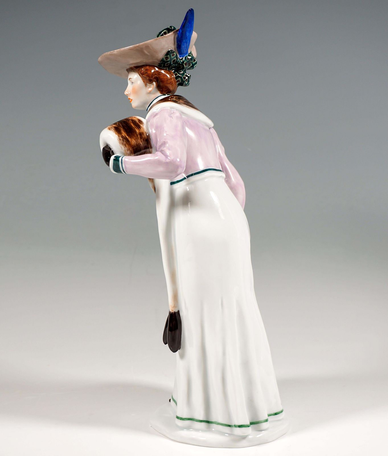 Meissen Art Nouveau Figurine, Lady With Muff, By Konrad Hentschel, Ca 1906 photo Home Decor