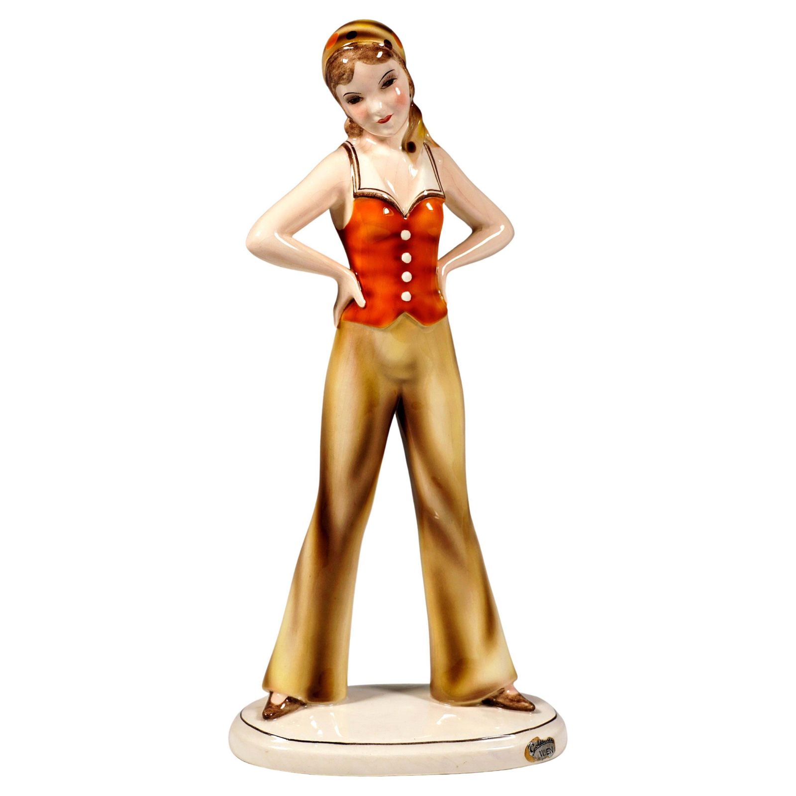 Goldscheider Art Déco Figure, Girl With Headscarf, By Stephan Dakon, Ca 1933