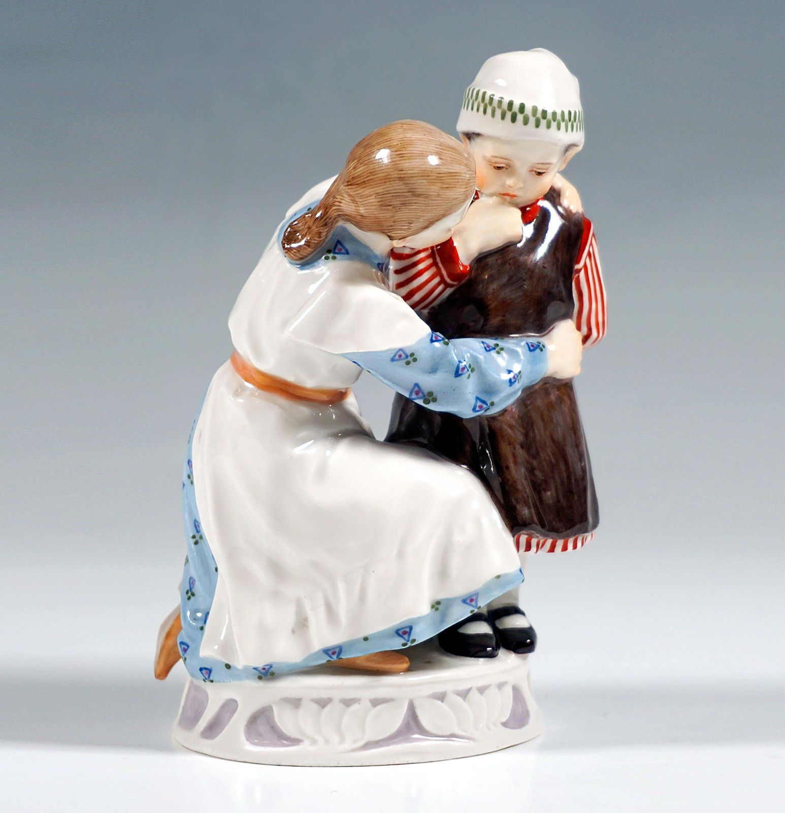 Art Nouveau Children Group Girl With Child A. Koenig, Meissen Germany, C 1905 photo furniture