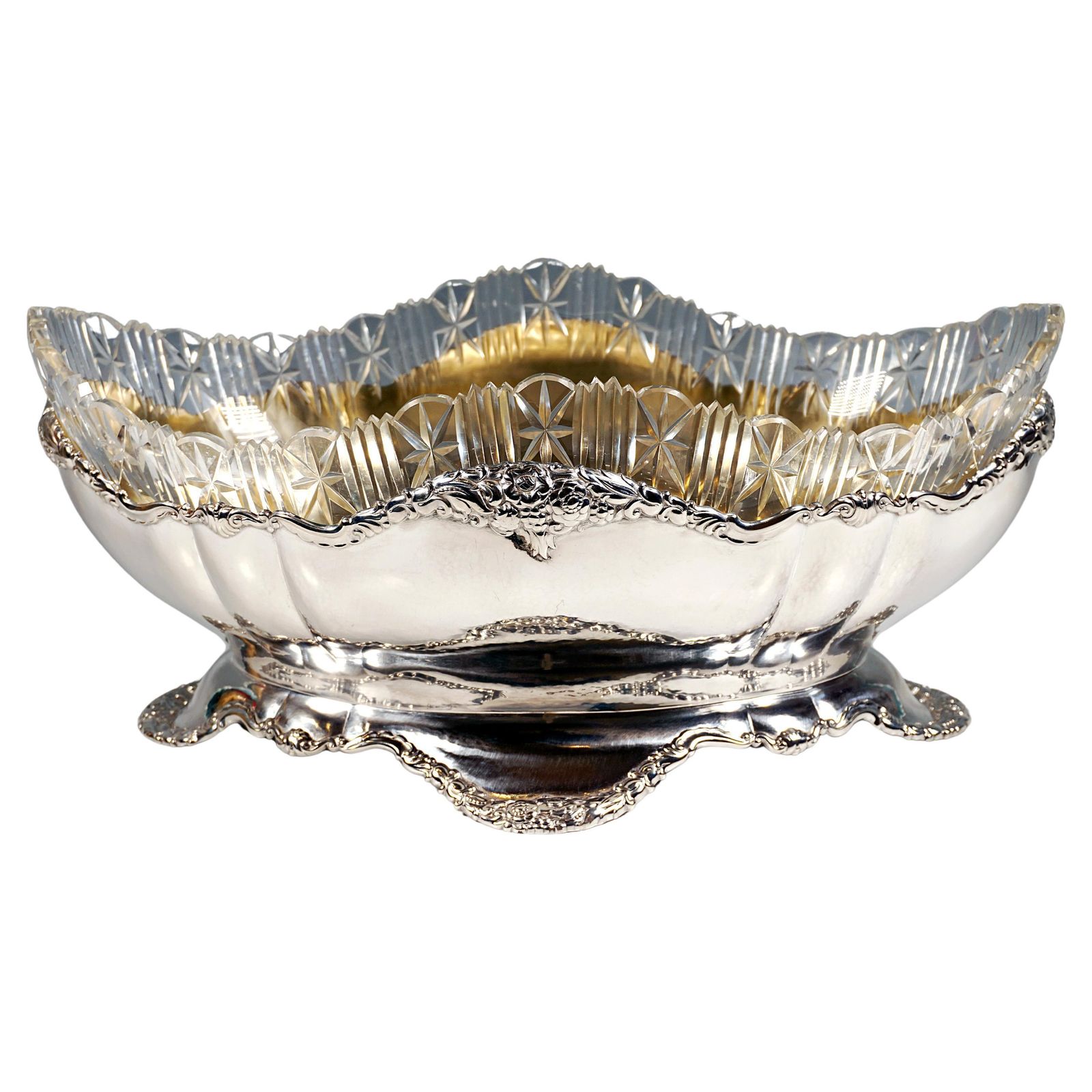 Art Nouveau Silver Jardinière With Cut Glass Liner, Theodor Müller Germany C1900