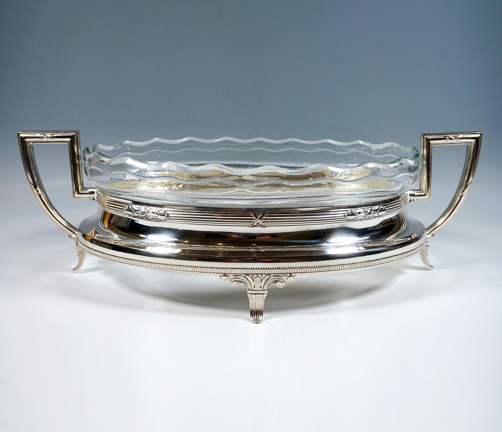 Art Nouveau Silver Jardinière With Waved Glass Liner Wilhelm Binder Germany 1900 photo 4085.0