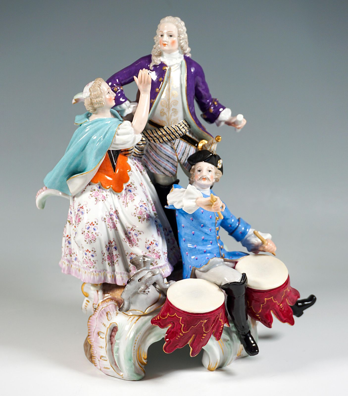Meissen Genre Love Group With Drum Beater, By F.E. Meyer, Germany Circa 1850 photo furniture