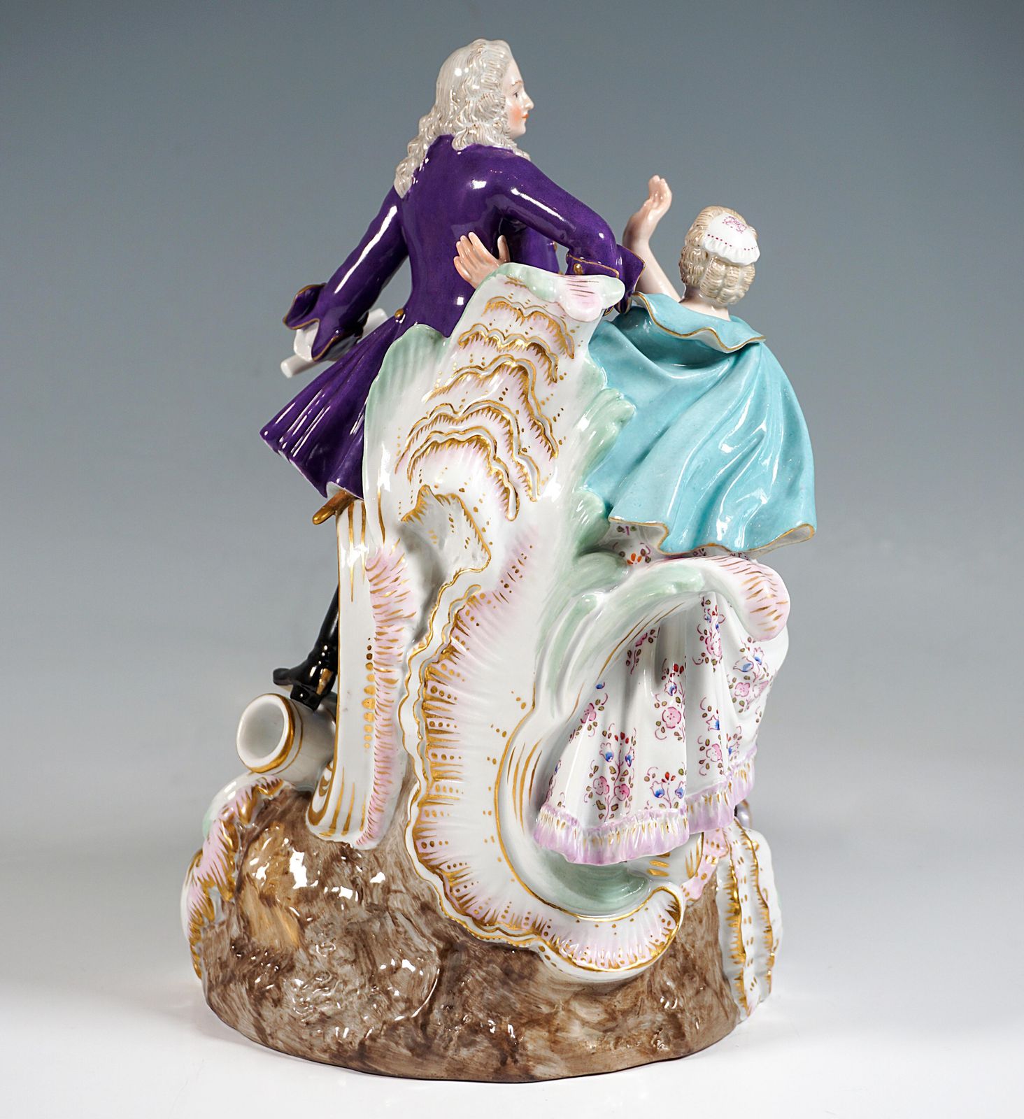 Meissen Genre Love Group With Drum Beater, By F.E. Meyer, Germany Circa 1850 photo Art