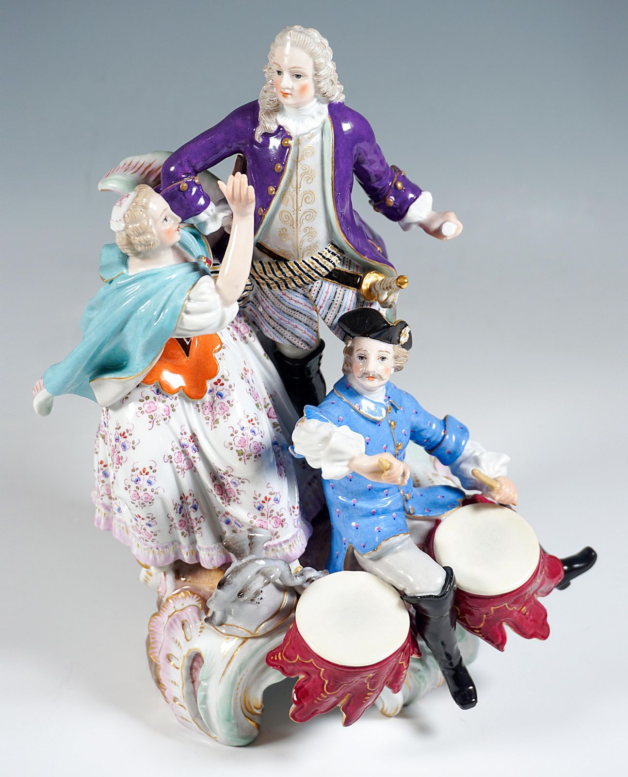 Meissen Genre Love Group With Drum Beater, By F.E. Meyer, Germany Circa 1850 photo buy