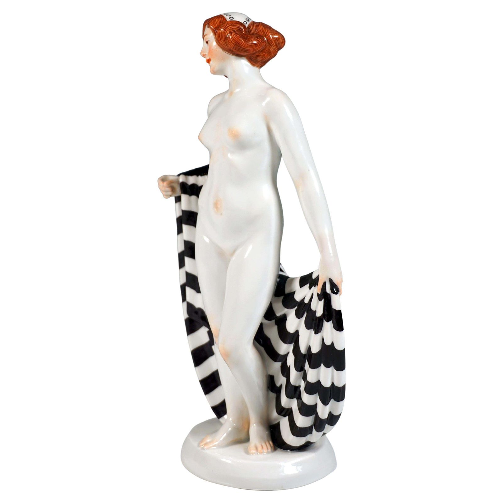 Meissen Germany Art Nouveau Figurine Girl With Shawl, By Theodor Eichler, C 1913