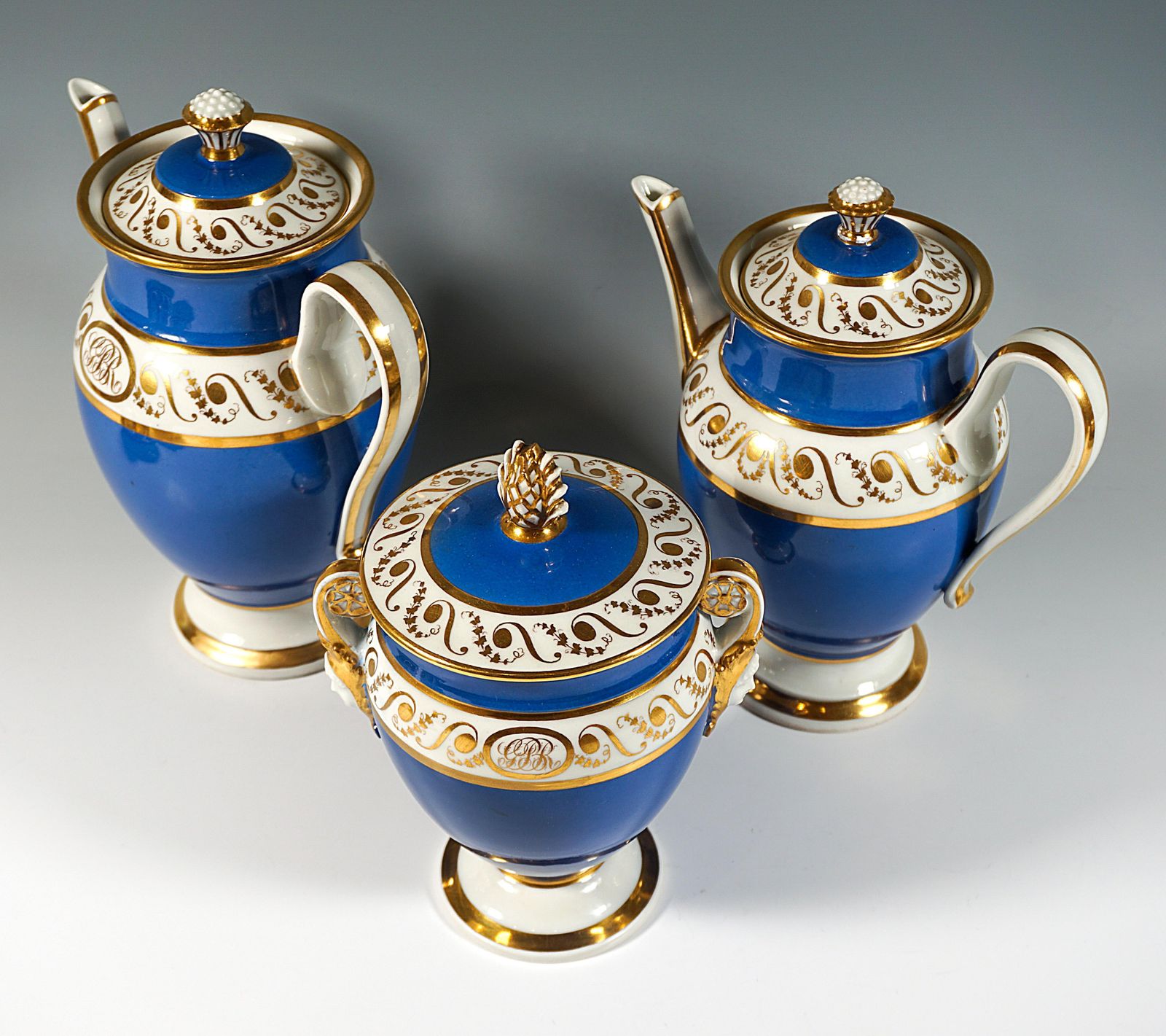 Vienna Imperial Porcelain Coffee Service, 8 People, Prussian Blue & Gold, 1825 photo for sale