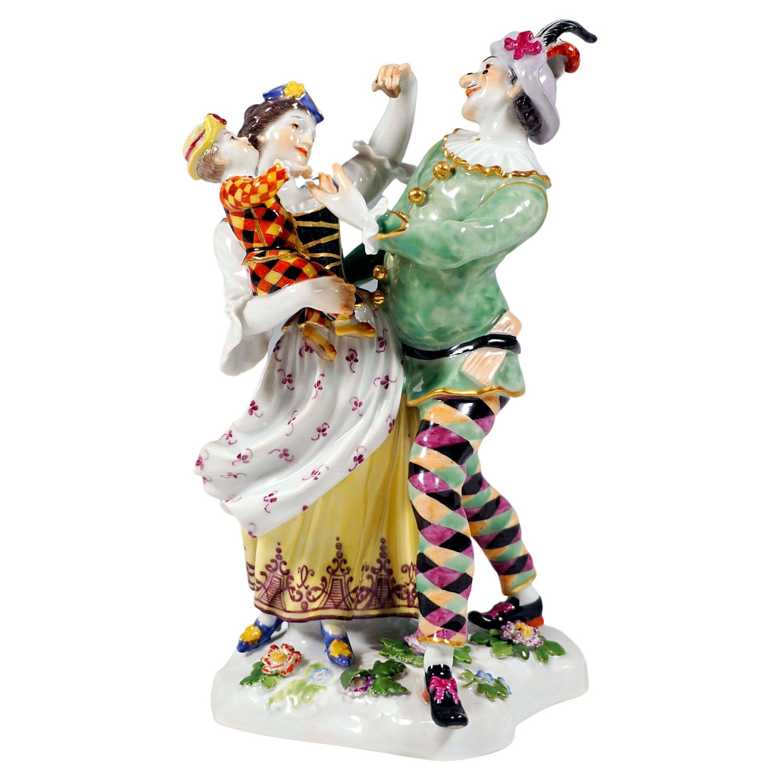 Meissen Commedia Dell'arte Group Harlequin Family By J.J. Kaendler Germany C1870