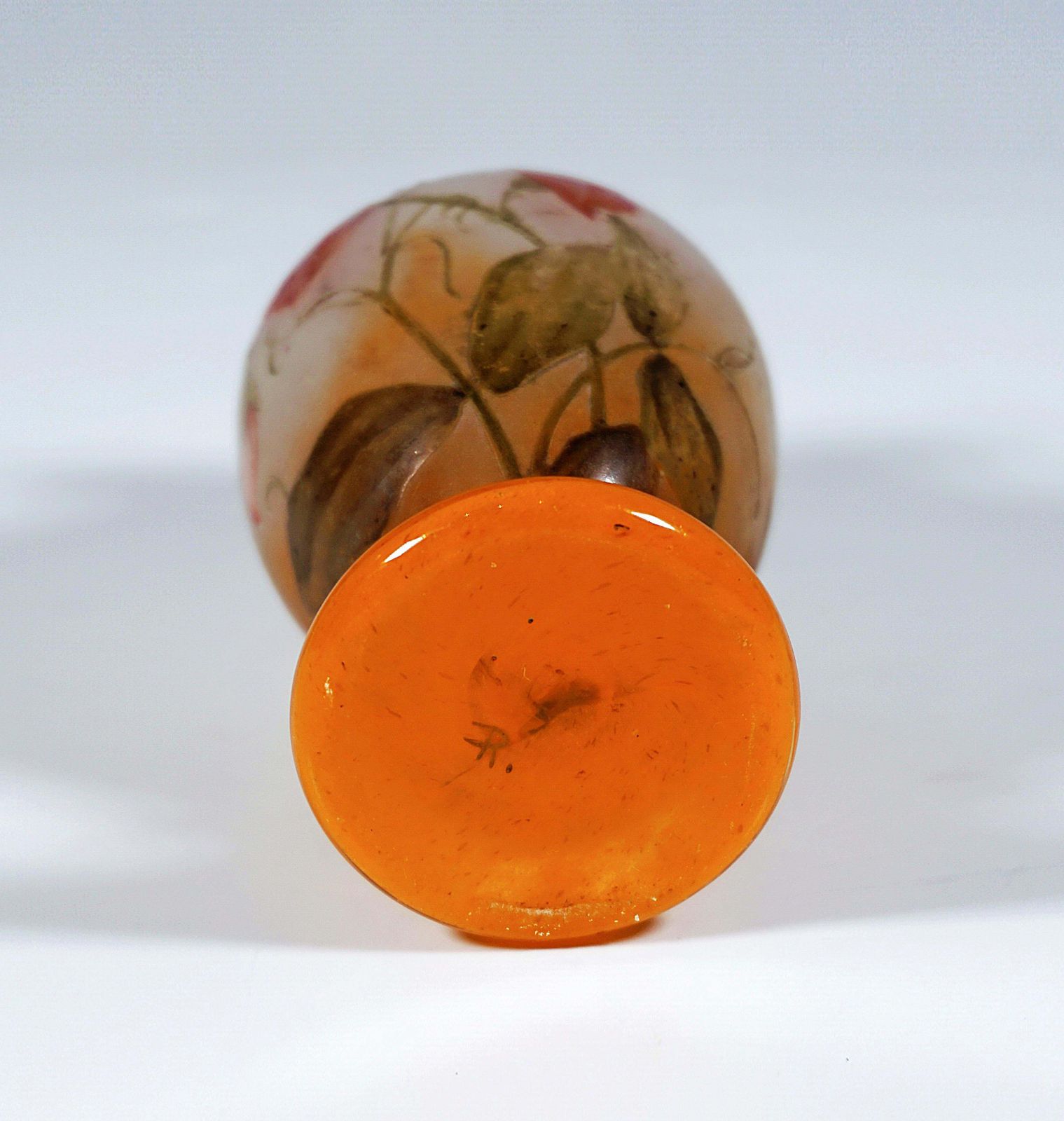 Daum Nancy Art Nouveau Cameo Vase Glass With Sweat Pea Decor, France, Ca 1910 photo vinterior