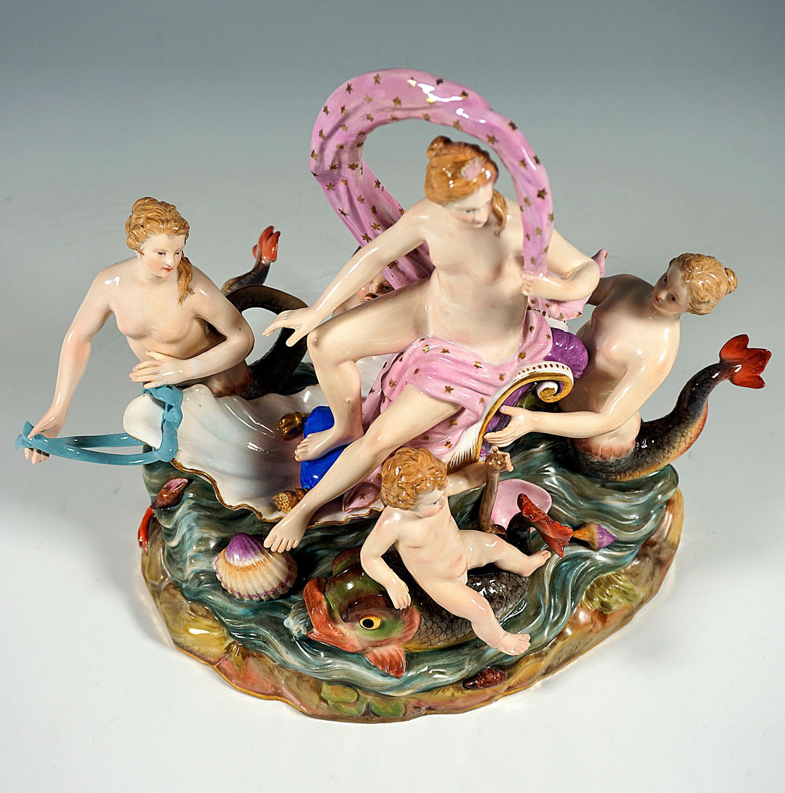 Meissen Allegorical Group 'The Water', By M.V. Acier, Germany, Around 1860 photo vintage