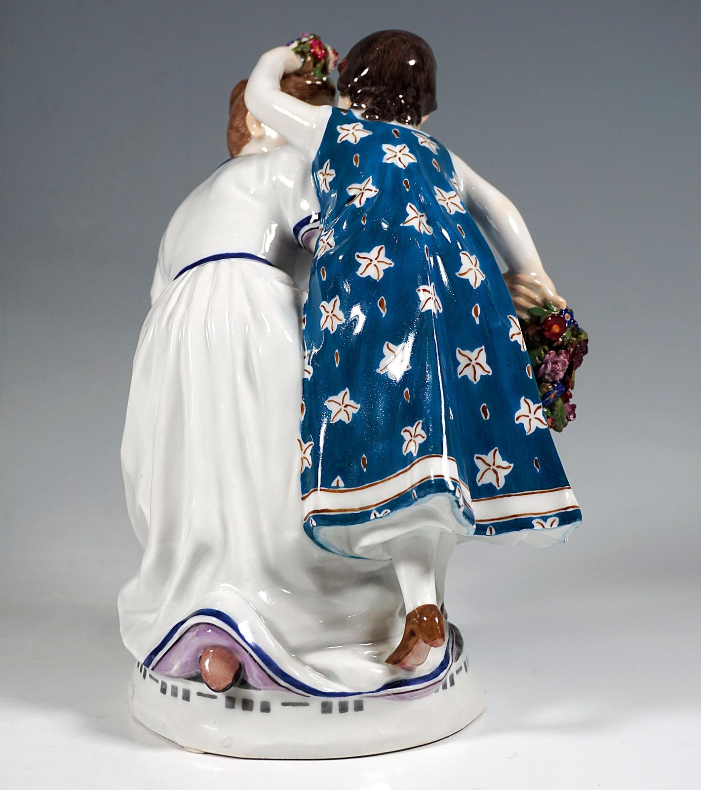 Art Nouveau Children Group 'Girl With Child', T. Eichler, Meissen Germany, 1905 photo for sale